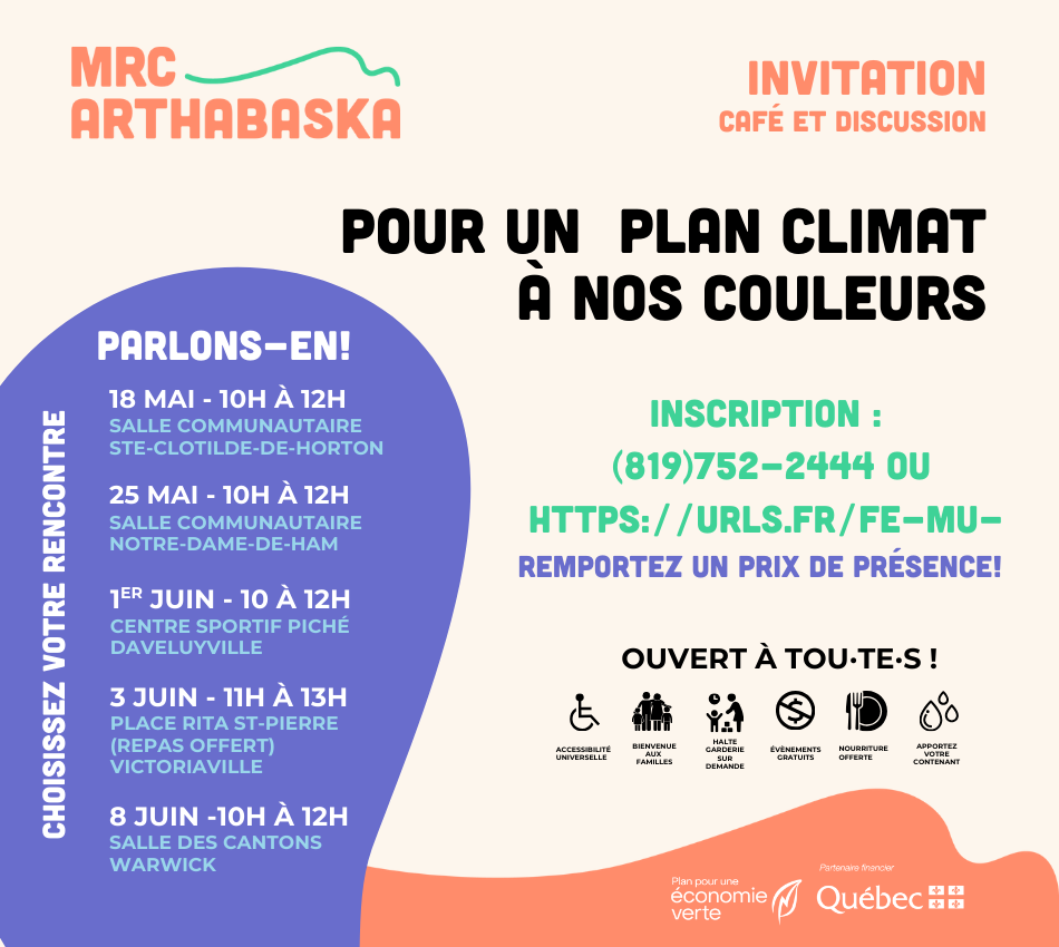 Café-rencontres dans le cadre du Plan climat de la MRC d'Arthabaska