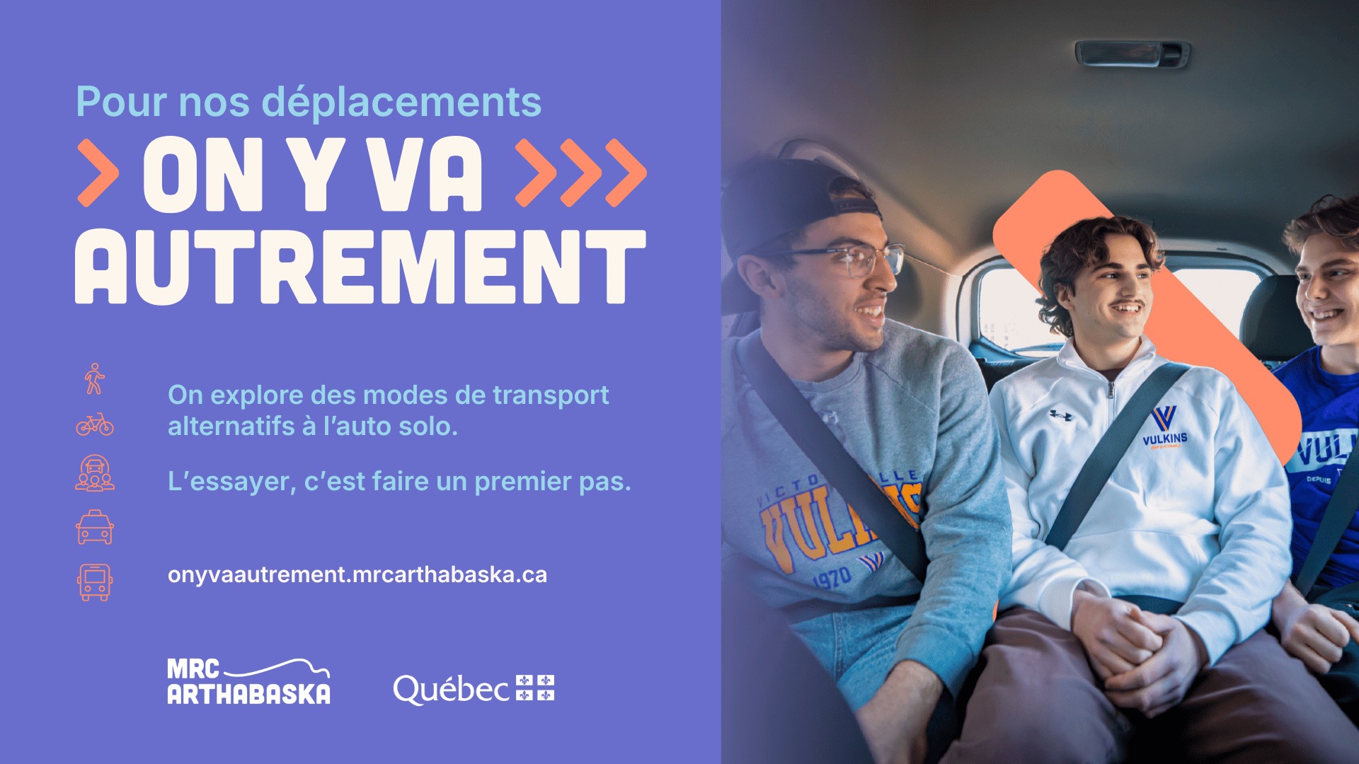 Visuel promotionnel officiel de la campagne sur la mobilité durable de la MRC d'Arthabaska.